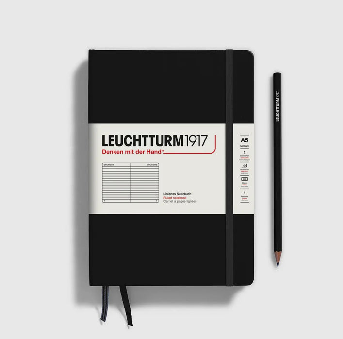 Notebooks - Medium (A5) Black, Hardcover, Ruled