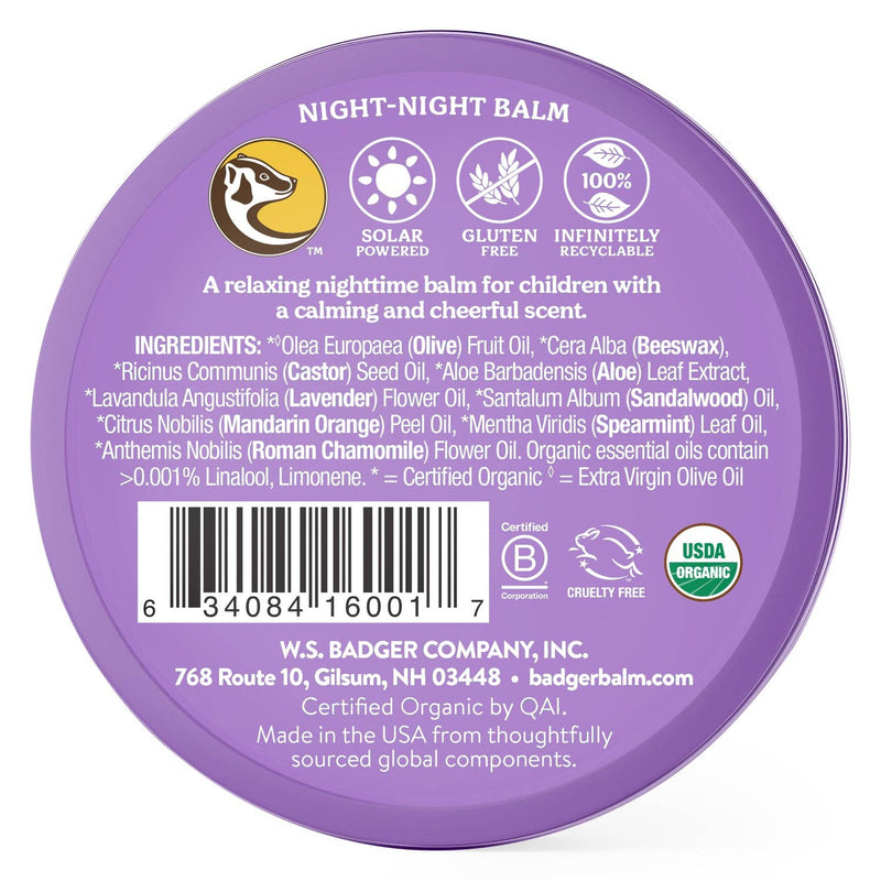 Badger Night-Night Balm, Organic Aromatherapy for Kids