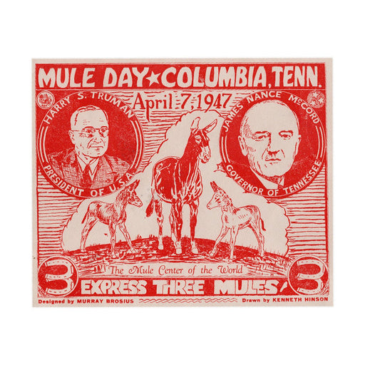 1947 Mule Day Poster Reproduction - Needle and Grain