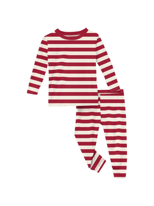 Print Long Sleeve Pajama Set in Classic Candy Cane Stripe