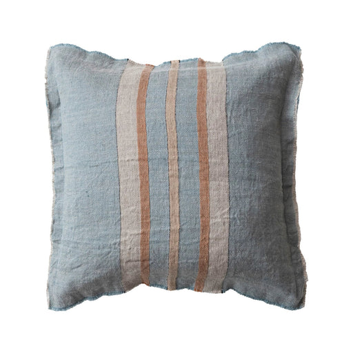 20" Square Woven Linen Pillow w/ Stripes - Needle and Grain