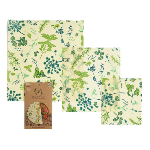 3 Pack Assorted Size Wraps (S, M, L) - Herb Garden Vegan Print - Needle and Grain