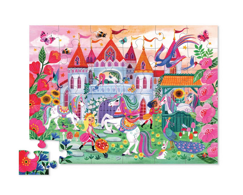 36-Piece Shaped Box Puzzle - Unicorn Castle - Needle and Grain