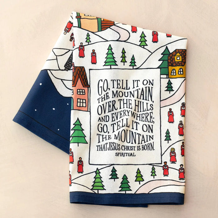 Go Tell It On the Mountain Christmas Tea Towel