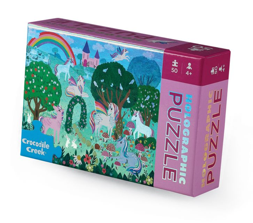 50-Piece Mini Holographic Puzzle - Sparkling Unicorn - Needle and Grain
