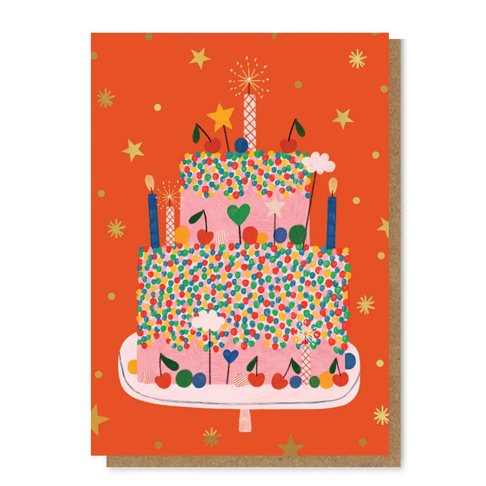 Celebration Cake Gold Foil Card