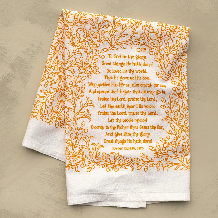 To God Be the Glory Hymn Tea Towel