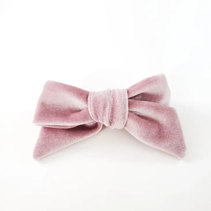 Antique Pink Velvet Modern Hair Bow