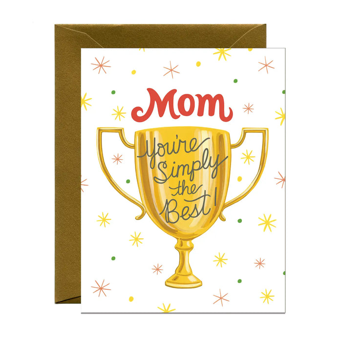 Simply the Best Mom Golden Trophy Mother's Day Card