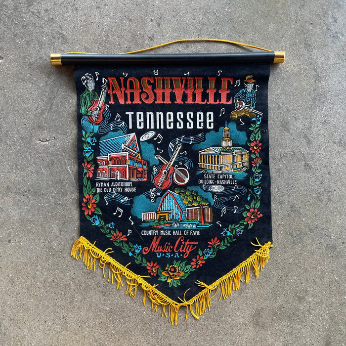 Flocked Music City Nashville Banner — Needle and Grain