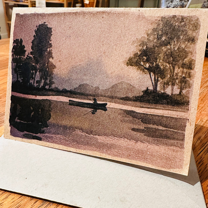 Sevgi Master Misty Lake Original Watercolor Card