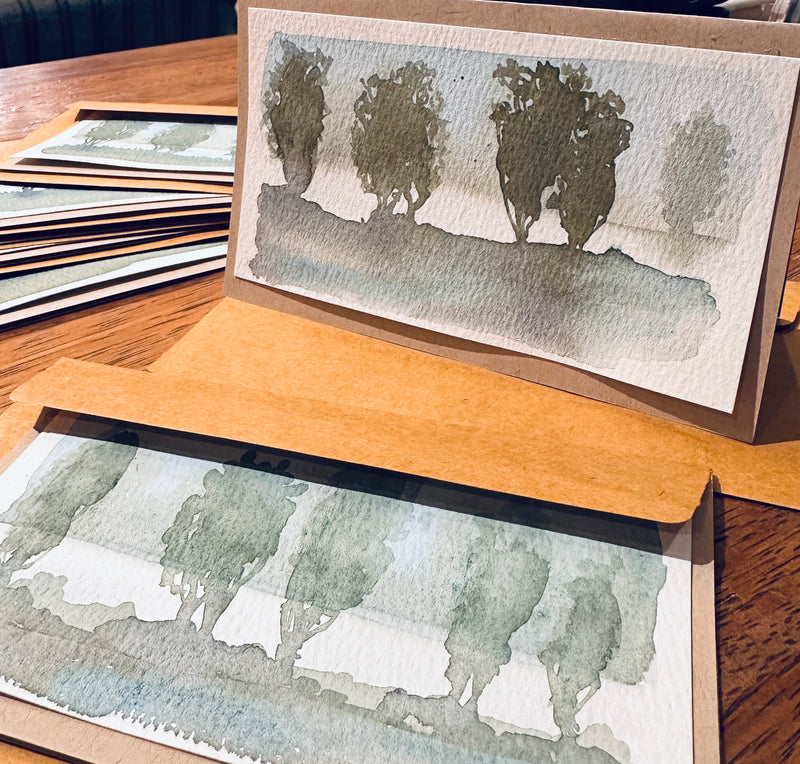 Sevgi Master Misty Lake Original Watercolor Card