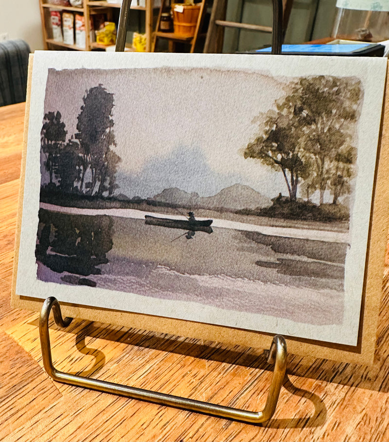 Sevgi Master Misty Lake Original Watercolor Card