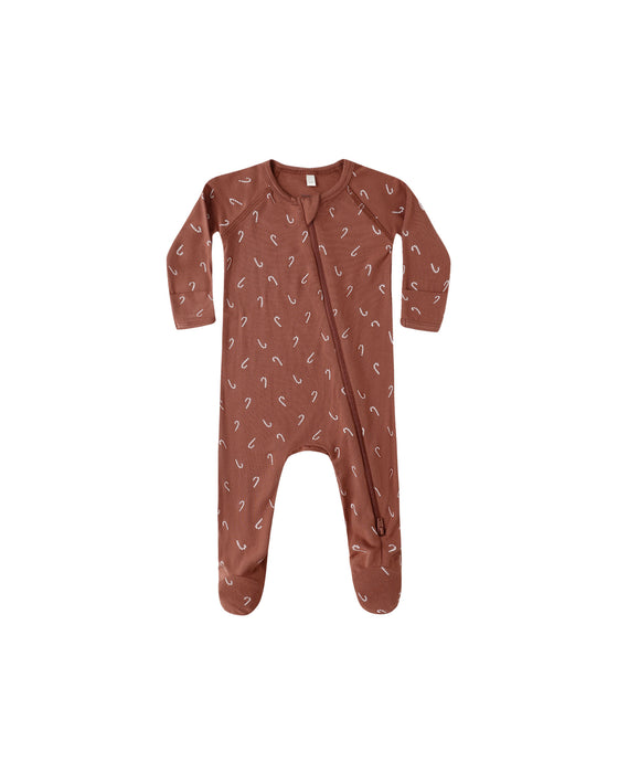 Zip Long Sleeve Sleeper Footie in Candy Canes