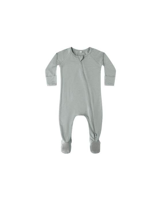 Bamboo Zip Footie in Steel Blue
