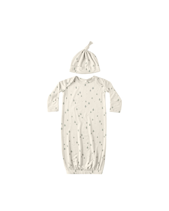 Bamboo Baby Gown + Hat Set in Trees
