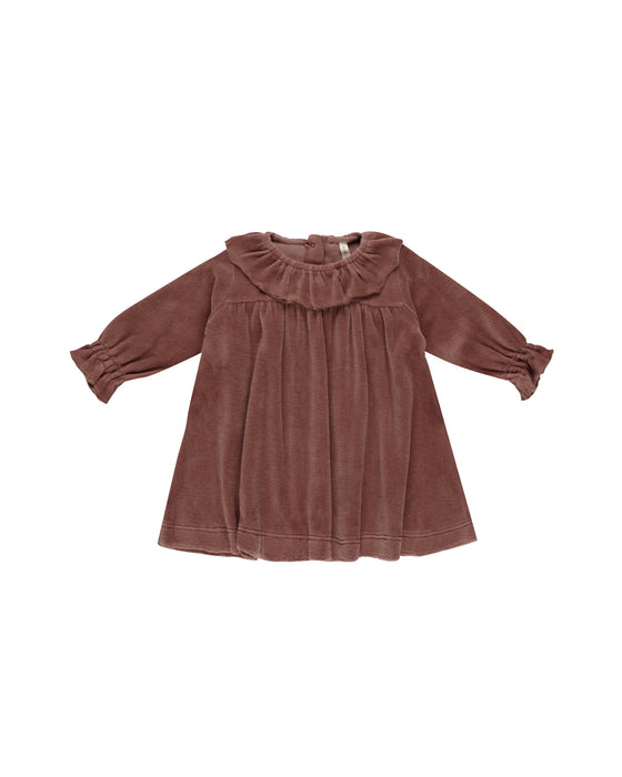 Cranberry Velour Baby Dress