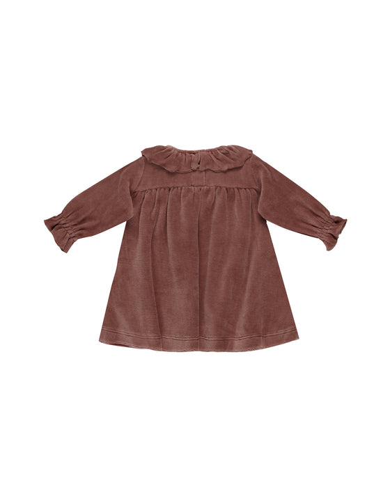 Cranberry Velour Baby Dress