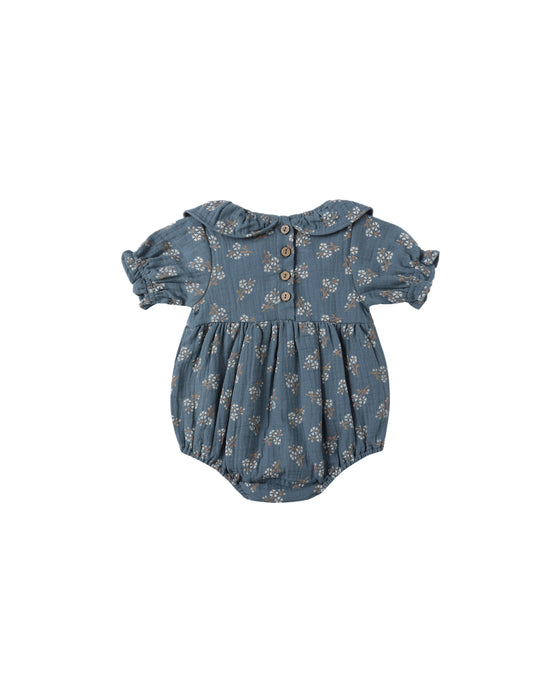 Collared Romper in Blue Floral