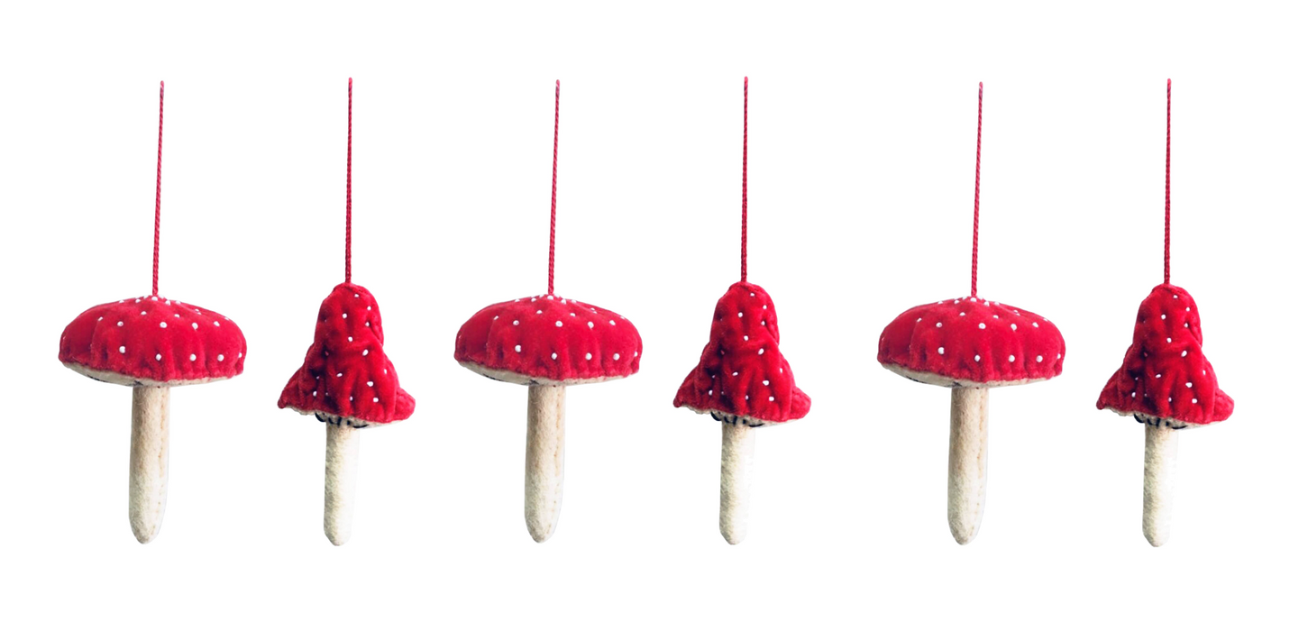 Velvet Mushroom Ornaments