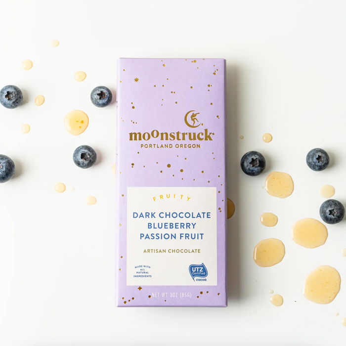 Fruity Dark Chocolate Blueberry Passion Fruit Bar