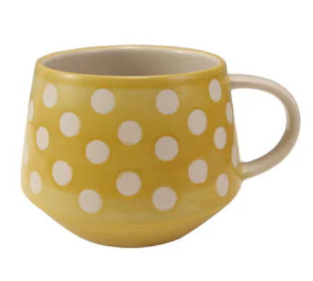 Hand-Painted Stoneware Mug with Wax Relief Dots