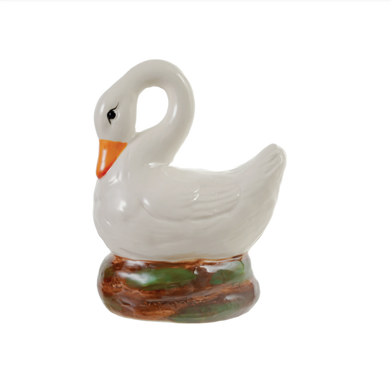 Hand-Painted Stoneware Swan