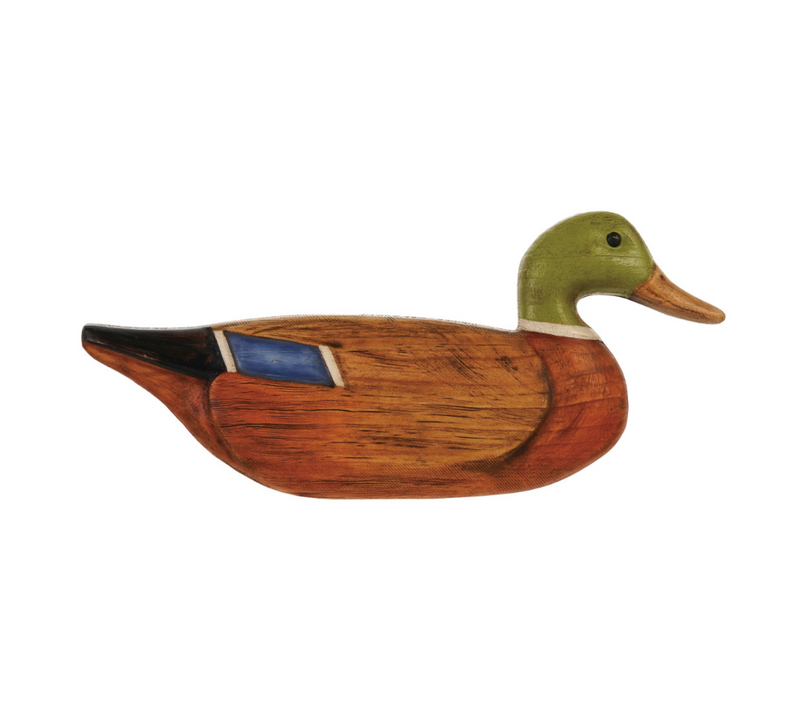 Hand-Painted Carved Wood Mallard Wall Decor