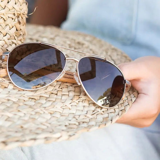 Amador - Matte Gold / Beechwood - Gradient Brown Polarized - Needle and Grain