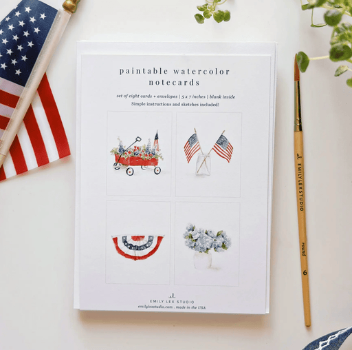 Americana Paintable Watercolor Notecards - Needle and Grain