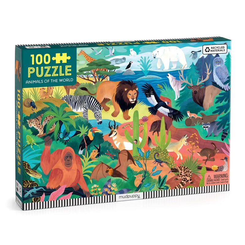 Animals of the World 100 Piece Puzzle - Needle and Grain