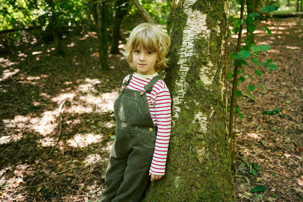 Olive Chunky Cord Dungarees