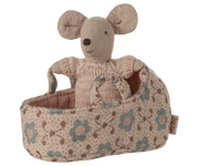 Baby Mouse in Carry Cot - Rose - Needle and Grain