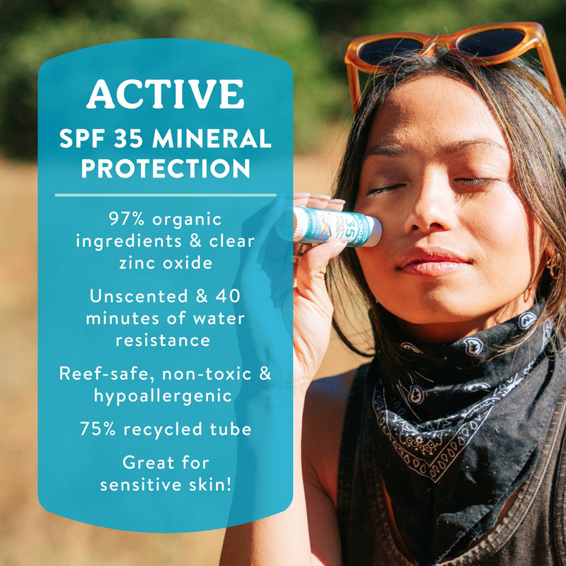 Badger Mineral Sunscreen Face Stick SPF 35 - Needle and Grain
