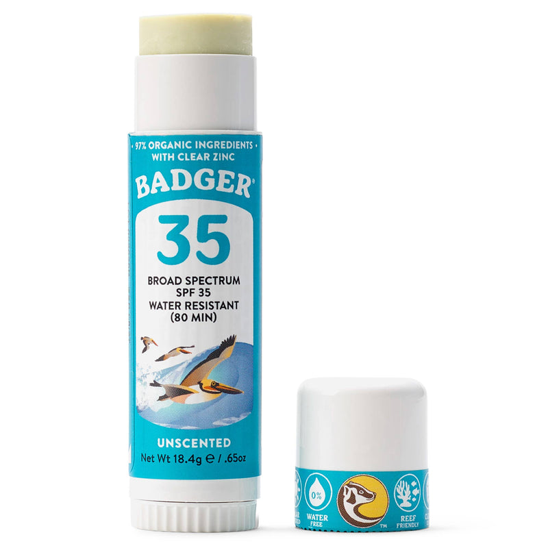 Badger Mineral Sunscreen Face Stick SPF 35 - Needle and Grain