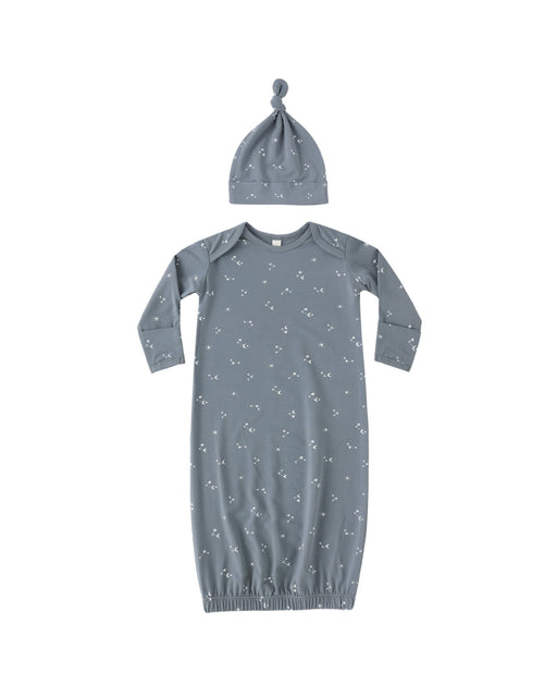 Bamboo Baby Gown + Hat Set in Starlight - Needle and Grain