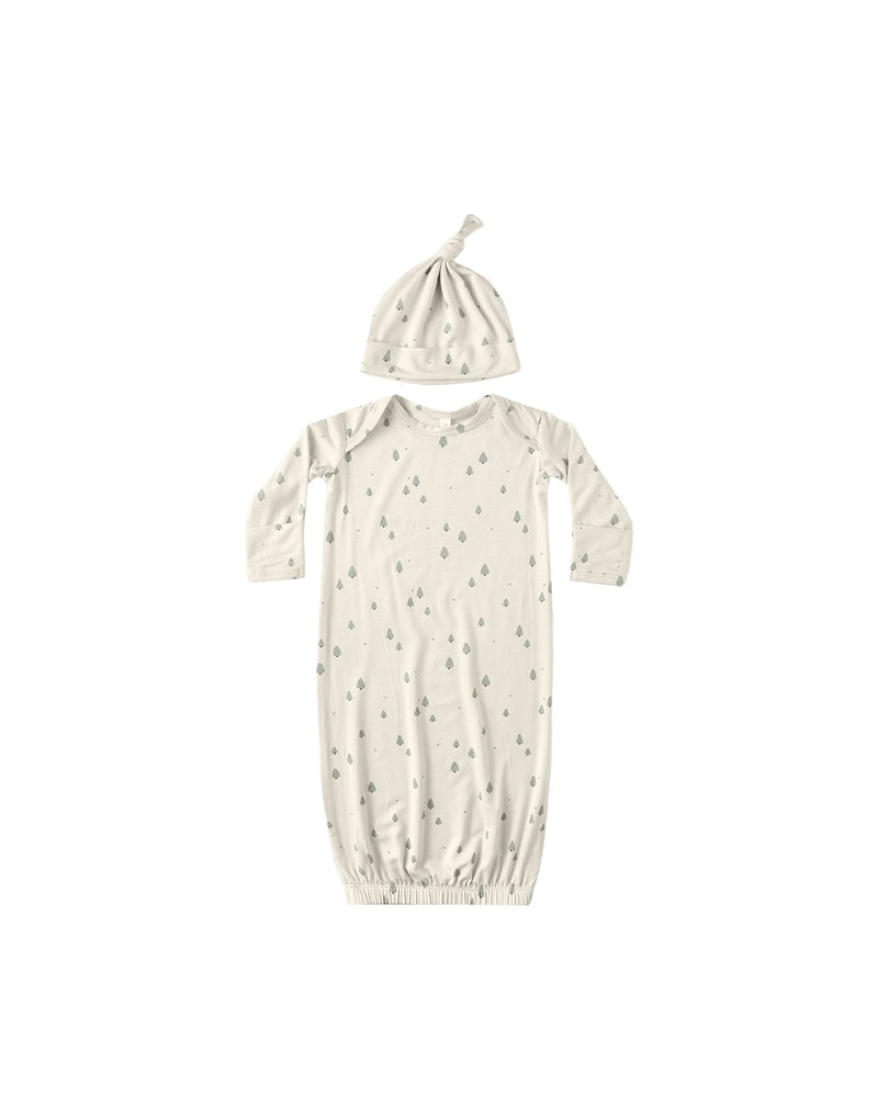 Bamboo Baby Gown + Hat Set in Trees - Needle and Grain