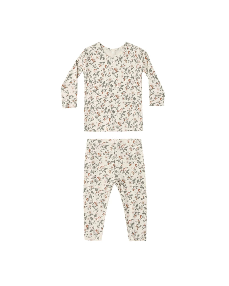 Bamboo Pajama Set In Holiday Floral - Needle and Grain