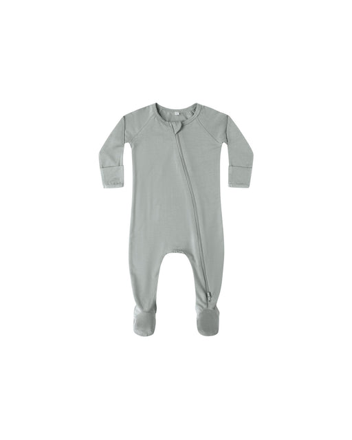 Bamboo Zip Footie in Steel Blue - Needle and Grain