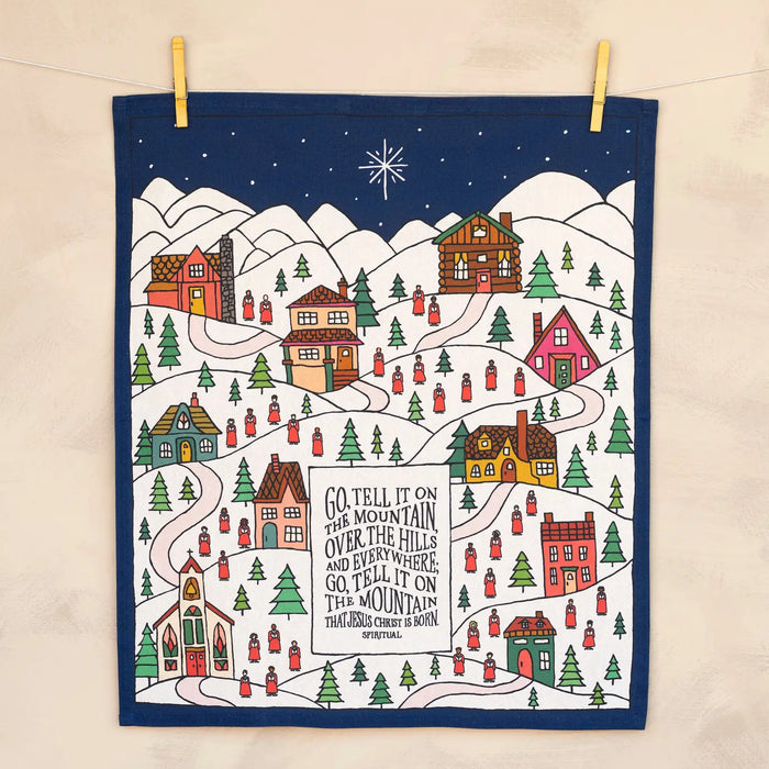 Go Tell It On the Mountain Christmas Tea Towel