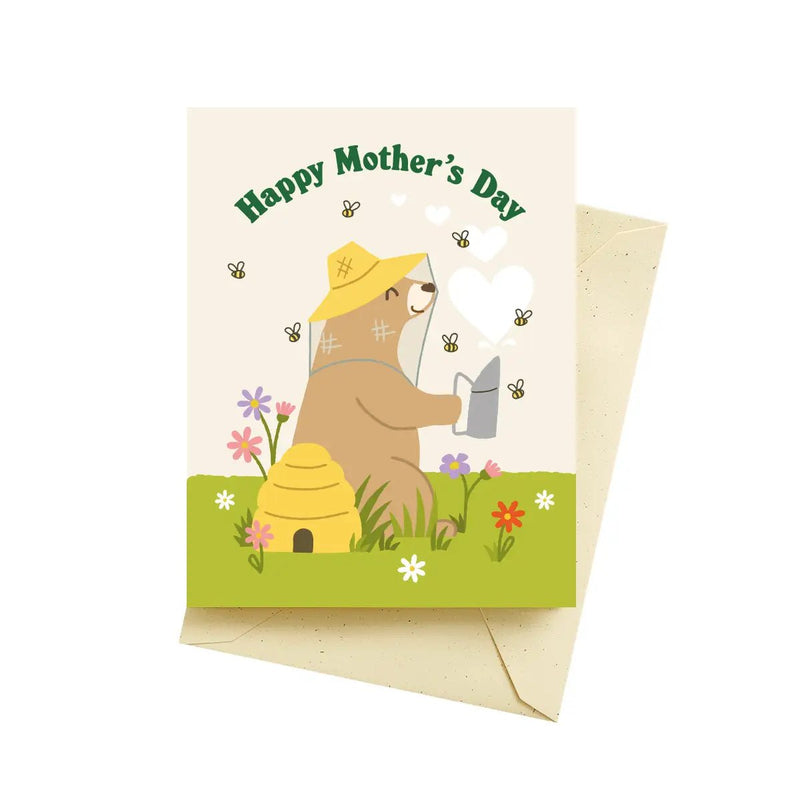 Bear Beekeeper Mother's Day Card - Needle and Grain