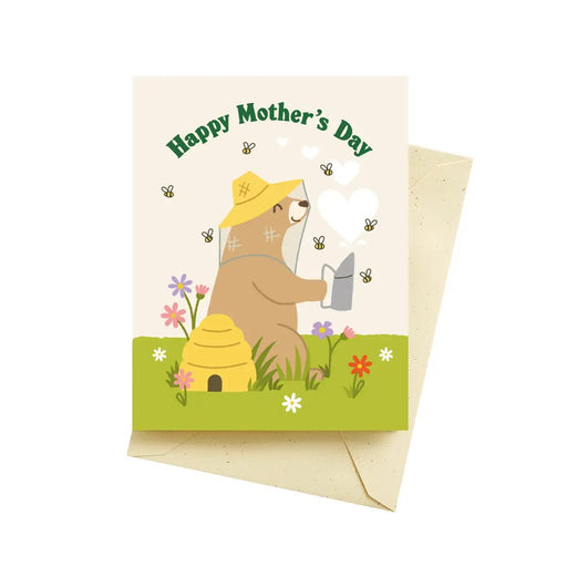Bear Beekeeper Mother's Day Card - Needle and Grain