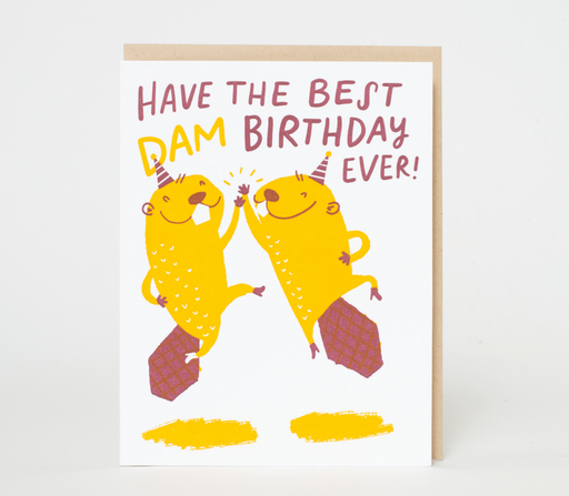 Birthday Beavers Punny Letterpress Greeting Card - Needle and Grain