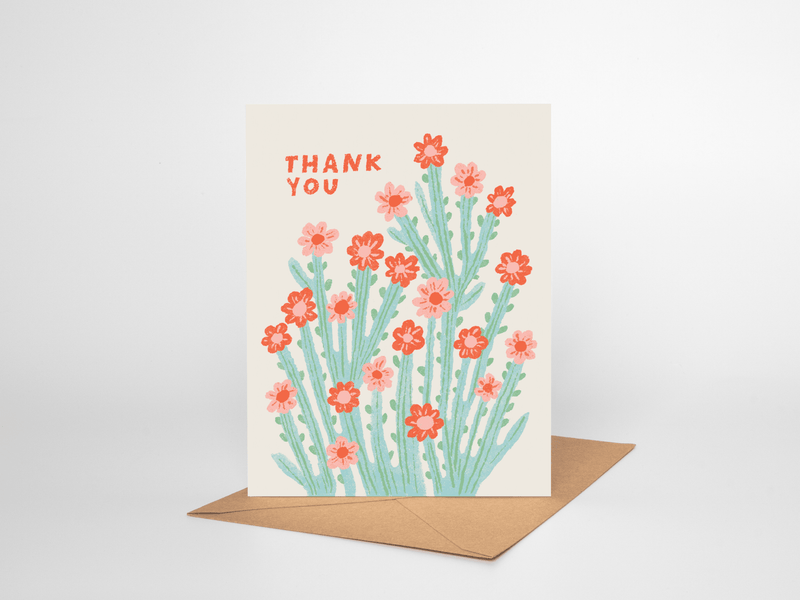 Blooming Thank You Card | Red and Pink Floral Gratitude Card - Needle and Grain
