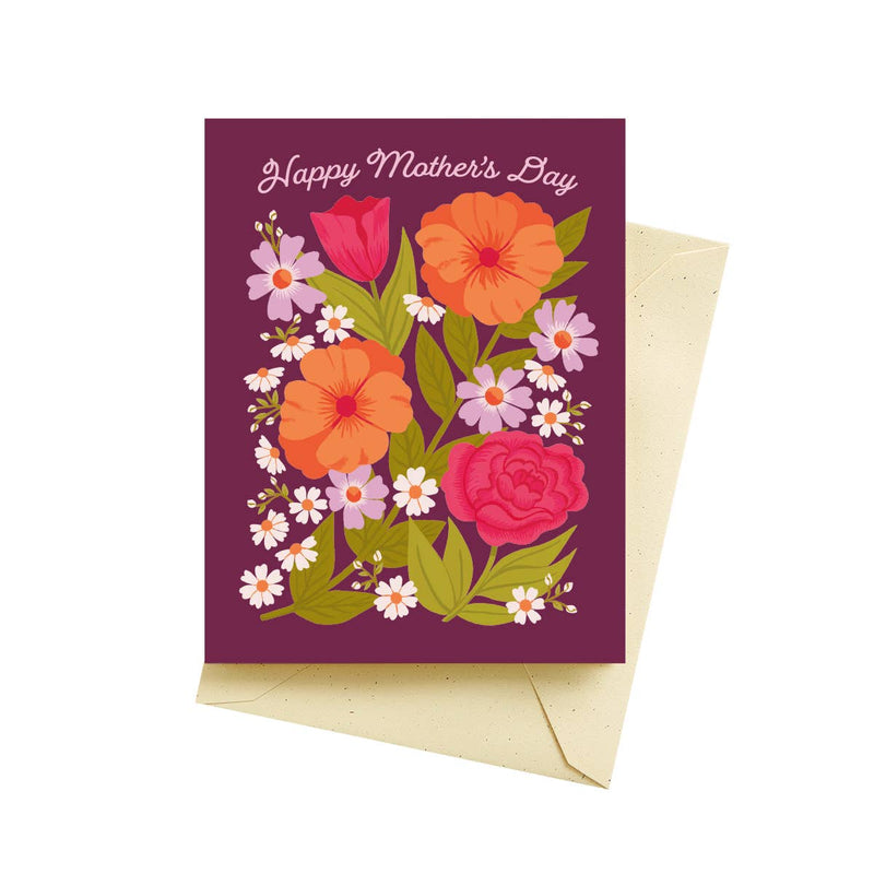 Blooms Burgundy Mother's Day Cards - Needle and Grain