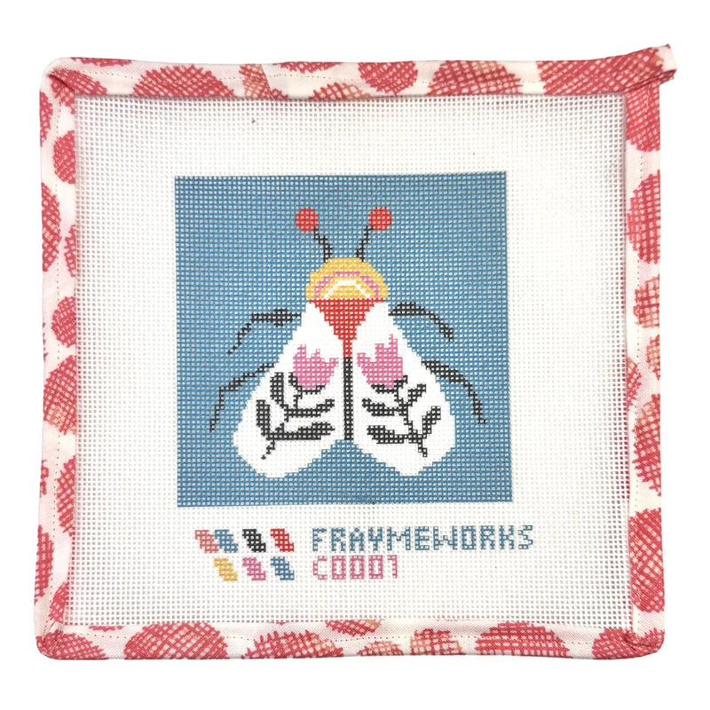 Blue Moth Needlepoint Canvas - Needle and Grain