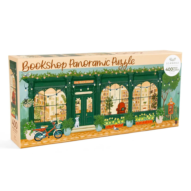 Bookworm Bookshop - 400 Piece Panoramic Jigsaw Puzzle - Needle and Grain