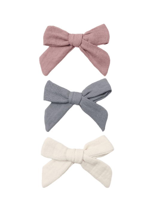 Bow with Clip, Set of 3: Mulberry, Slate, Natural - Needle and Grain
