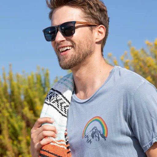 Cail - Matte Navy Blue / Walnut - Wood / Smoke Polarized Sunglasses - Needle and Grain