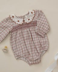 Callie Romper in Christmas Plaid - Needle and Grain